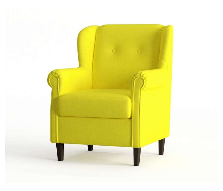Кресло из рогожки Леон желтого цвета