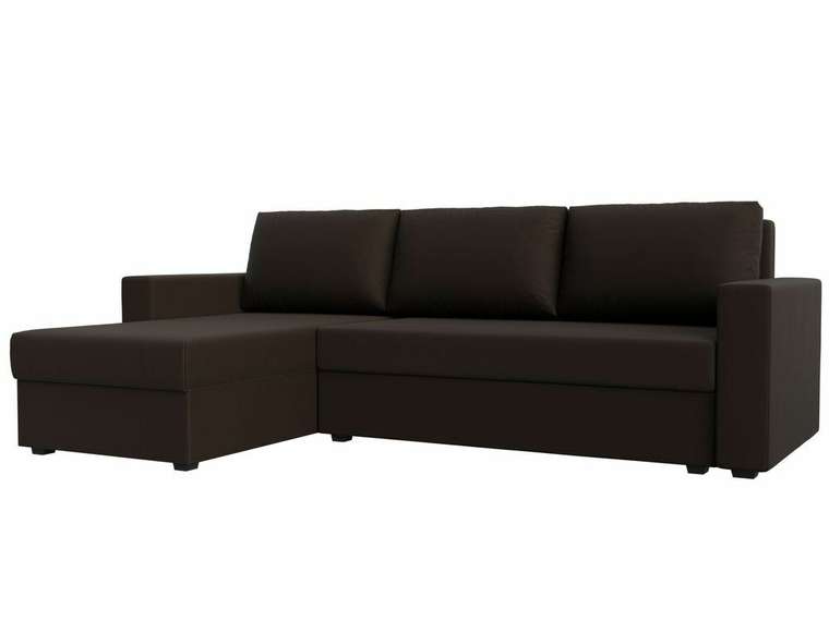 Угловой диван-кровать Траумберг Лайт коричневого цвета левый угол (экокожа)