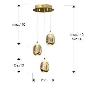 Люстра Rocio LED 3L ?25 золотая