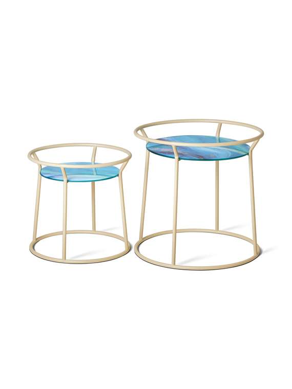 Набор из двух кофейных столиков Nimb бежево-голубого цвета