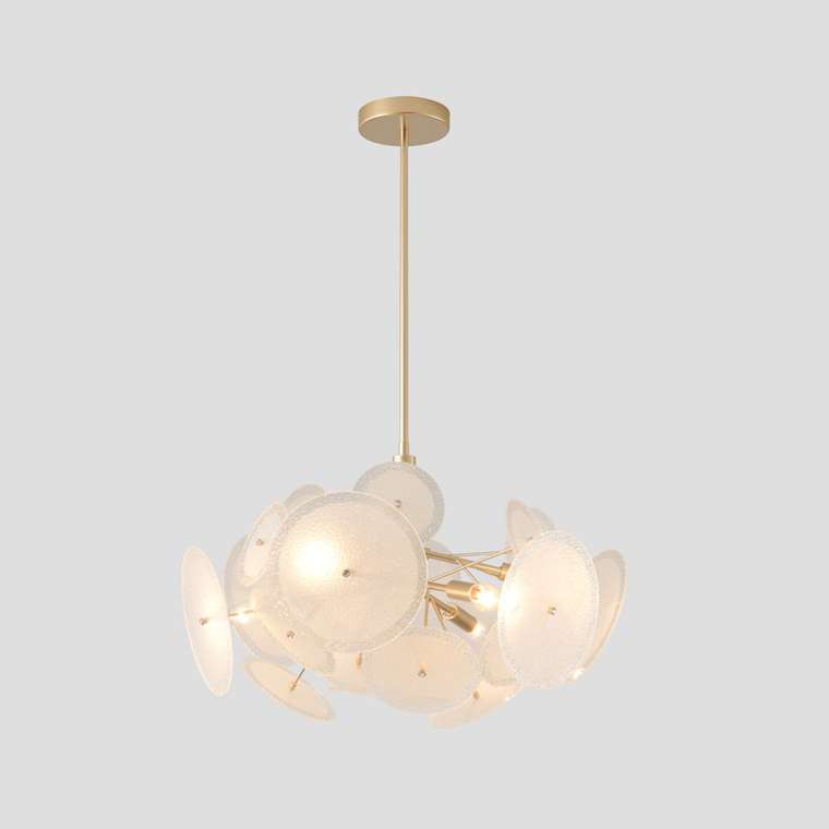 Люстра на штанге DANDELION SP6 GOLD (стекло, цвет белый)