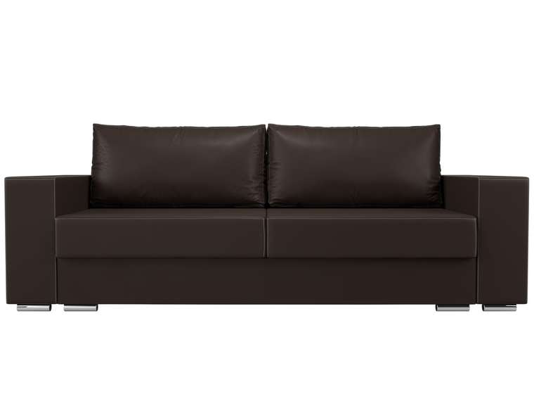 Прямой диван-кровать Исланд коричневого цвета (экокожа)