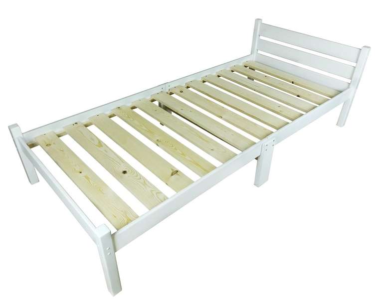 Кровать односпальная Классика Компакт сосновая 90х200 белого цвета