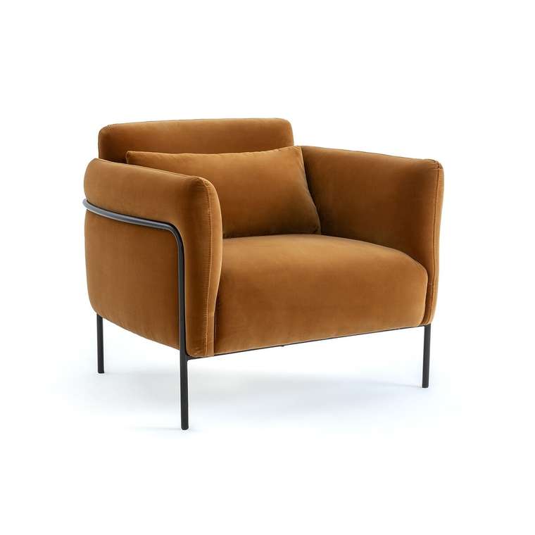 Кресло из велюра Alistair коричневого цвета
