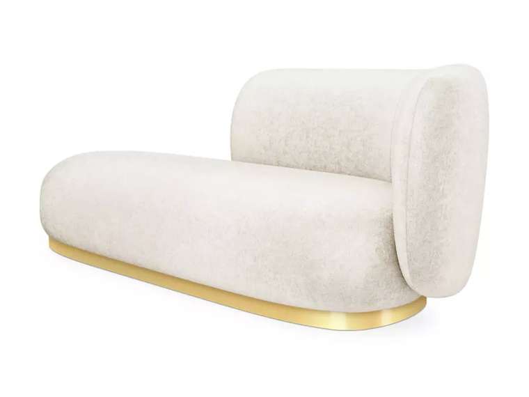 Кушетка-диван Lucca молочного цвета с металлической лентой золотого цвета правая