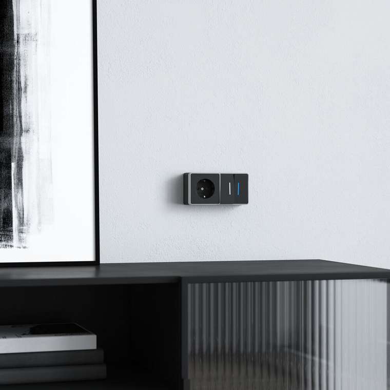 Выключатель двухклавишный с подсветкой Gallant черный с серебром W5020134 W5020134 Накладные механизмы Gallant черный с серебром