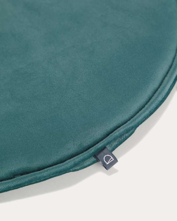 Круглая бархатная подушка на стул Rimca бирюзового цвета