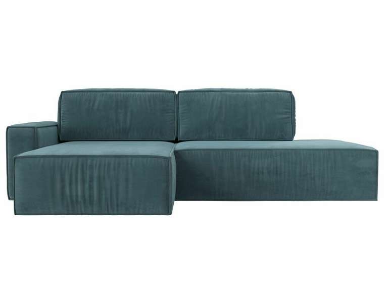 Угловой диван-кровать Прага модерн бирюзового цвета левый угол