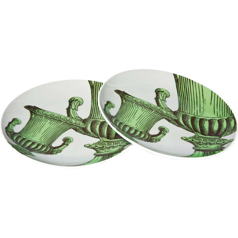 Набор из двух тарелок Barock зелено-белого цвета
