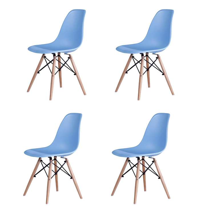Набор из четырех голубых стульев