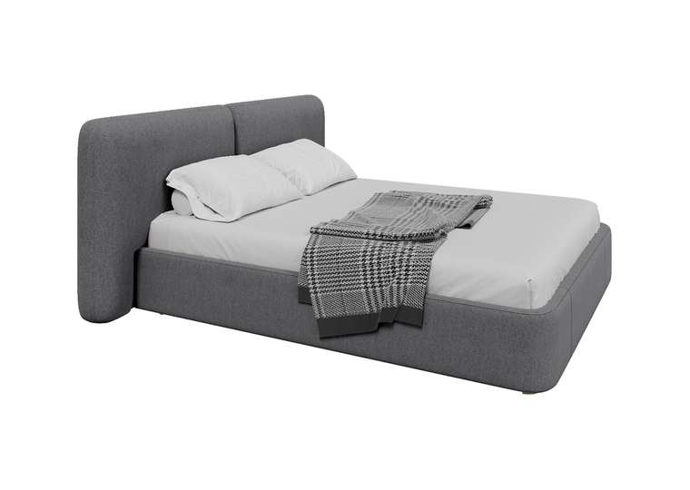 Кровать Hub Soft 160х200 серого цвета с подъемным механизмом