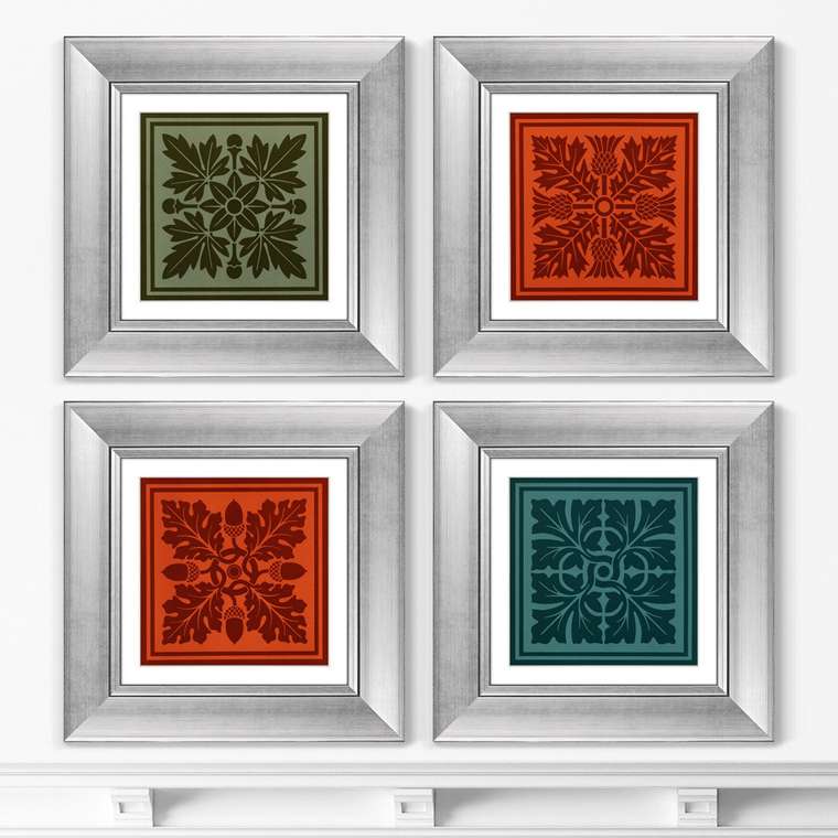 Набор из четырех репродукций картин Floral pattern II, 1892г.