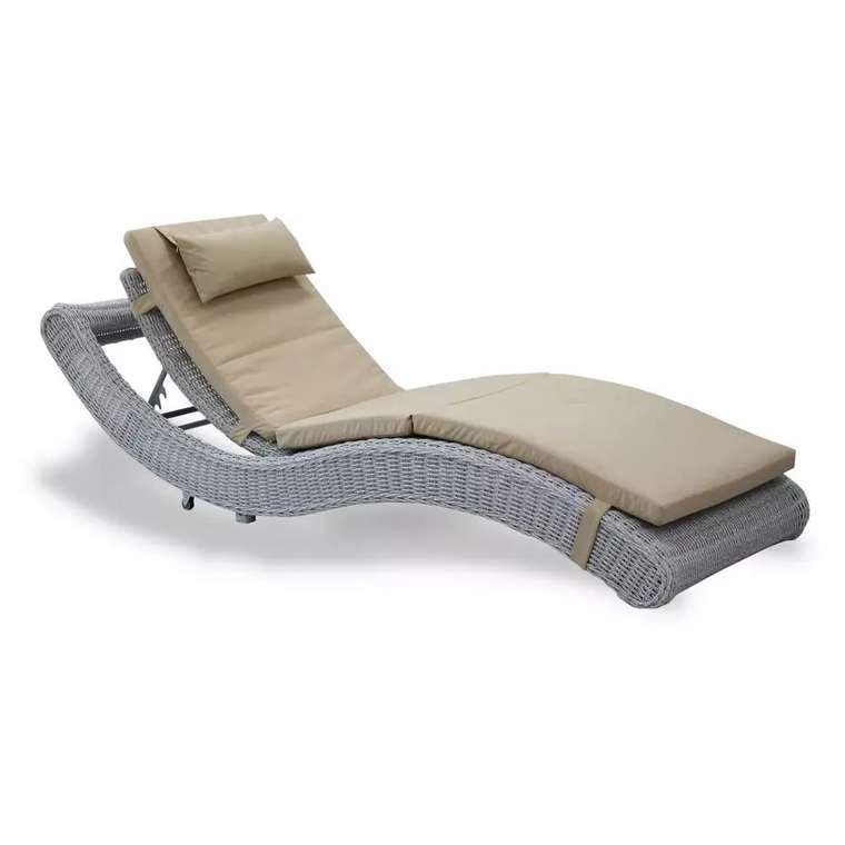 Шезлонг из ротанга Рим бежево-серого цвета