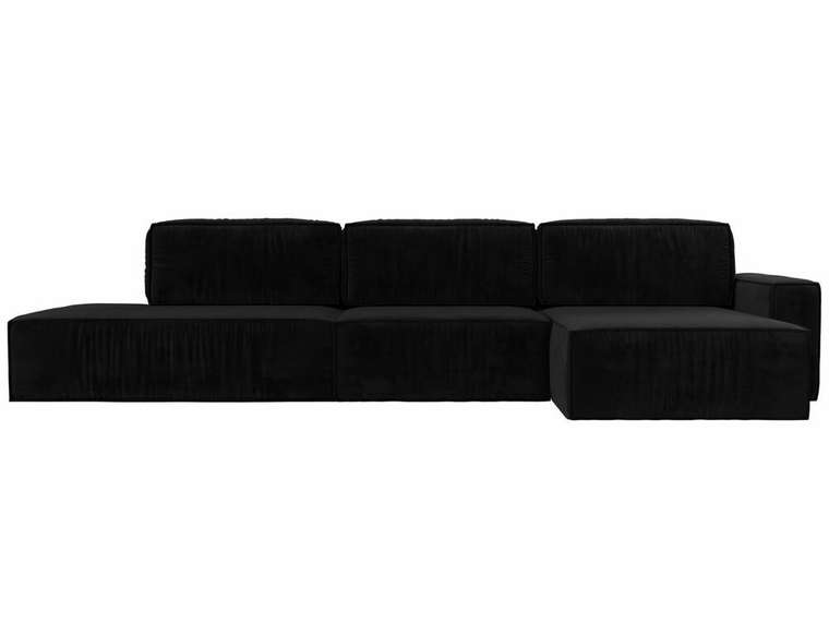 Угловой диван-кровать Прага модерн лонг черного цвета правый угол