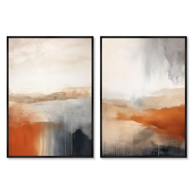 Набор из двух репродукций картин Landscape collection, Rusty mist, 2024г.
