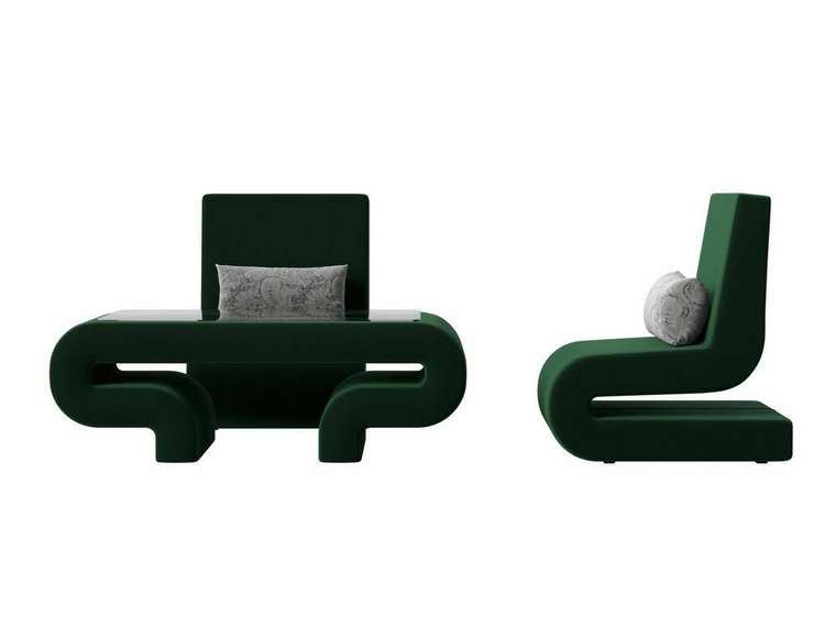 Набор мягкой мебели Волна 3 зеленого цвета