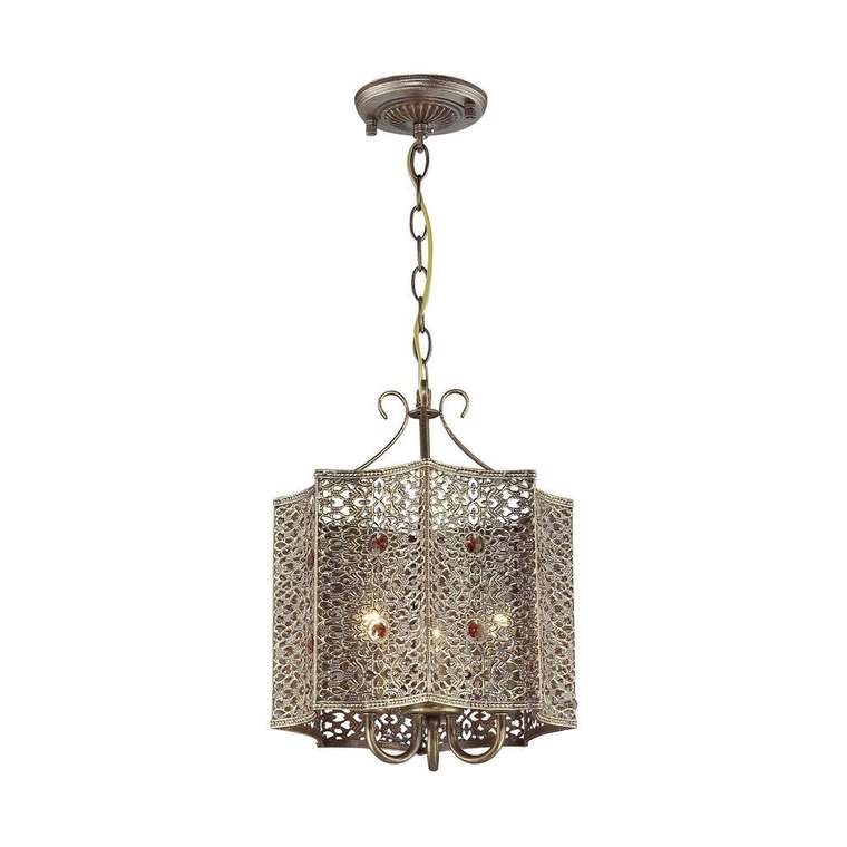 подвесная люстра Bazar янтарный металл, хрусталь 3*E14*40W, excluded