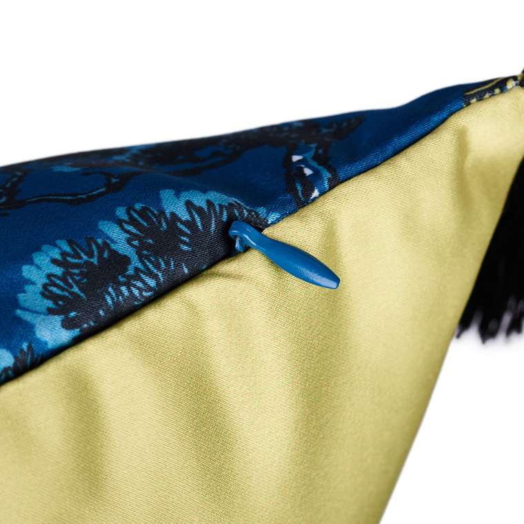Декоративная подушка Kitayskaya 40х40 желто-синего цвета со съемным чехлом