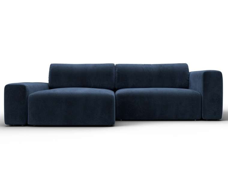 Угловой диван-кровать Лига-066 темно-синего цвета левый