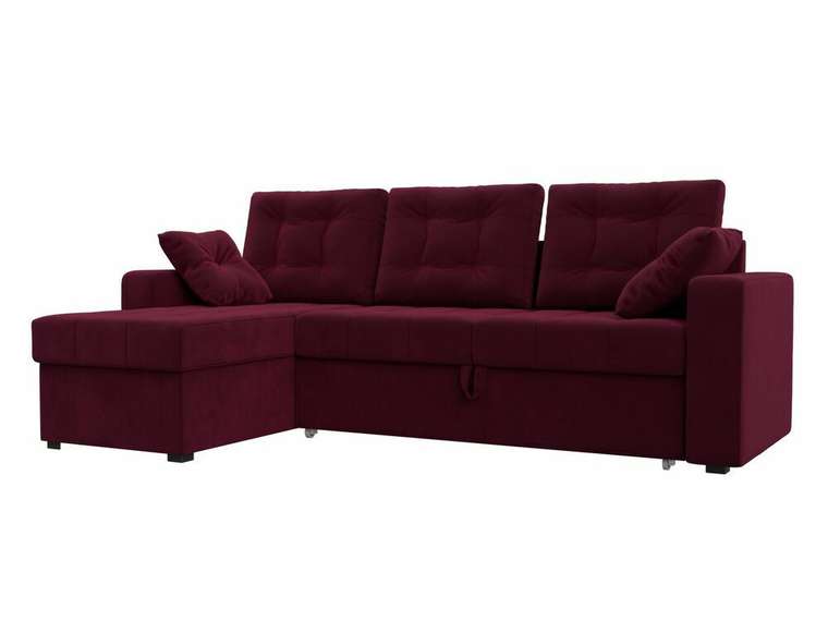 Угловой диван-кровать Камелот бордового цвета левый угол
