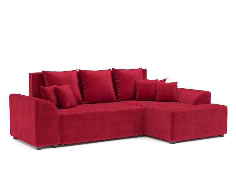 Угловой диван-кровать Каскад красного цвета правый угол