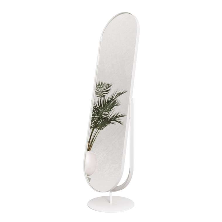 Дизайнерское напольное зеркало в полный рост Ozevis в металлической раме белого цвета