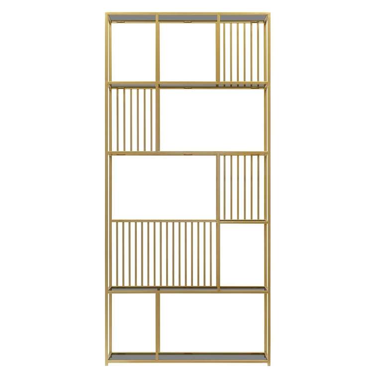 Стеллаж Soho золотого цвета со стеклянными полками