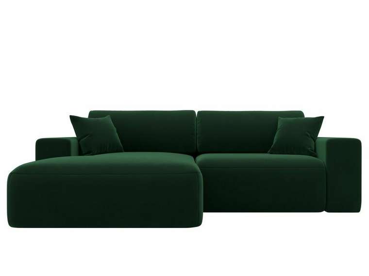 Угловой диван-кровать Лига 036 Классик темно-зеленого цвета левый угол