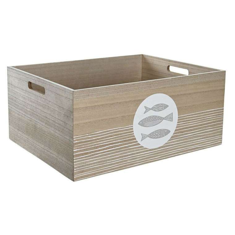 Коробка Натуральный Деревянный MDF Спирали Средиземноморье 50 x 40 x 22,5 cm