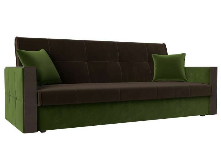Прямой диван-кровать Валенсия зелено-коричневого цвета