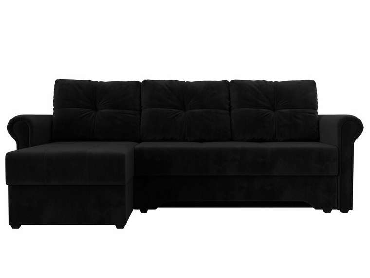 Угловой диван-кровать Леон черного цвета левый угол