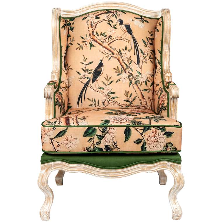 Кресло Шинуазри бежево-зеленого цвета