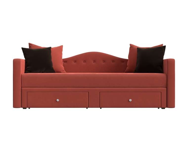 Детский прямой диван-кровать Дориан кораллового цвета