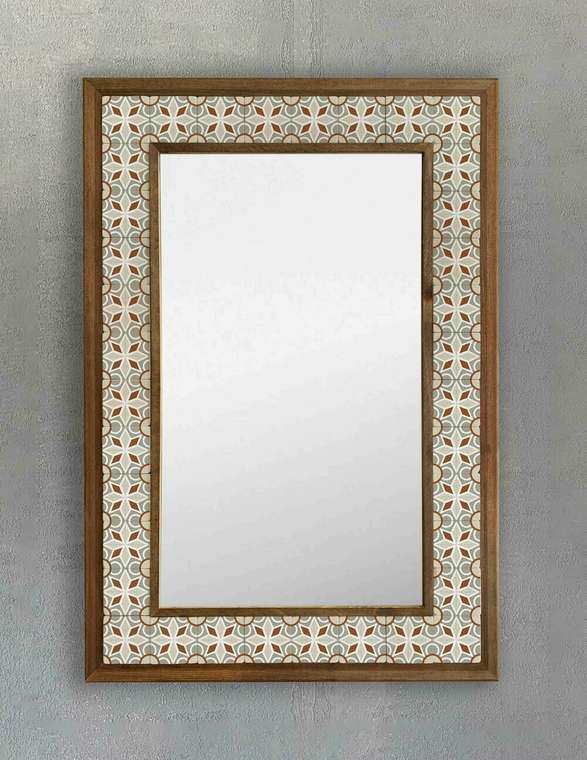 Настенное зеркало с каменной мозаикой 43x63 с основанием из композита