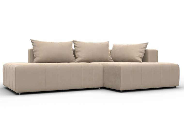 Угловой диван-кровать Лига-103 светло-бежевого цвета правый