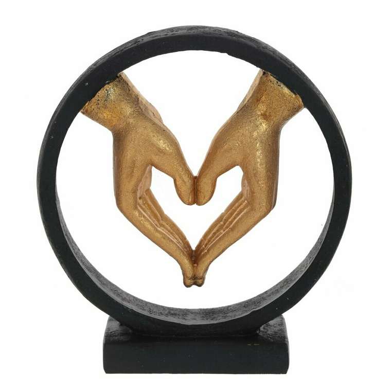 Декоративная фигурка Сердце из рук черно-золотого цвета