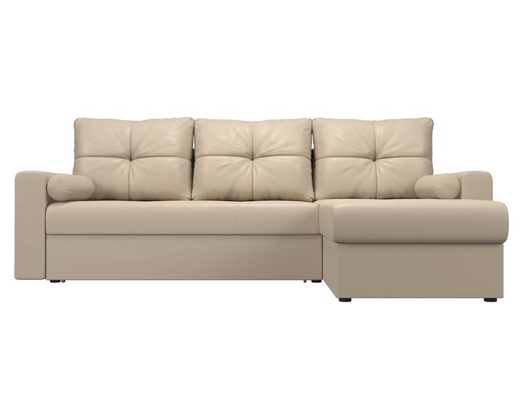 Угловой диван-кровать Верона бежевого цвета (экокожа) правый угол