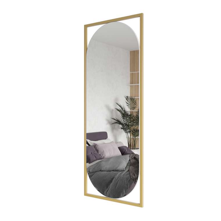 Дизайнерское настенное зеркало Kvaden M в металлической раме золотого цвета