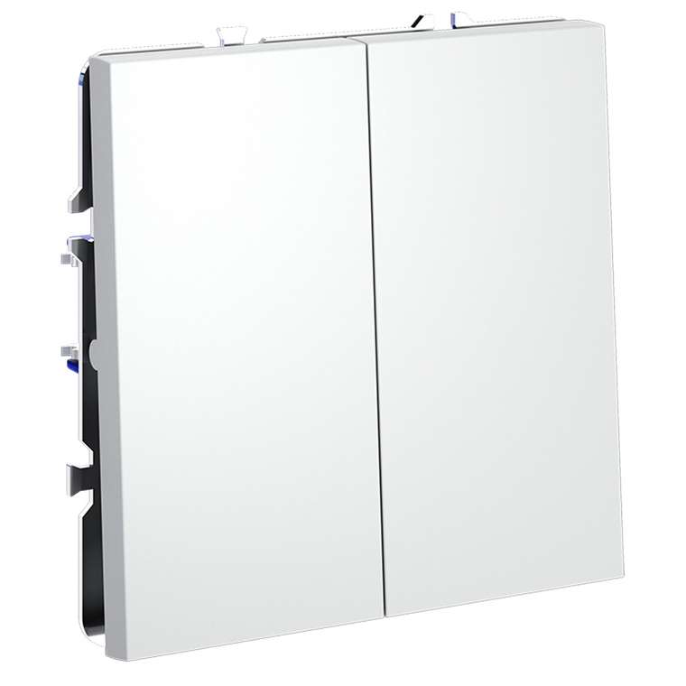 Проходной переключатель встраиваемый VOLTUM S70 двухклавишный 10А, (белый матовый)