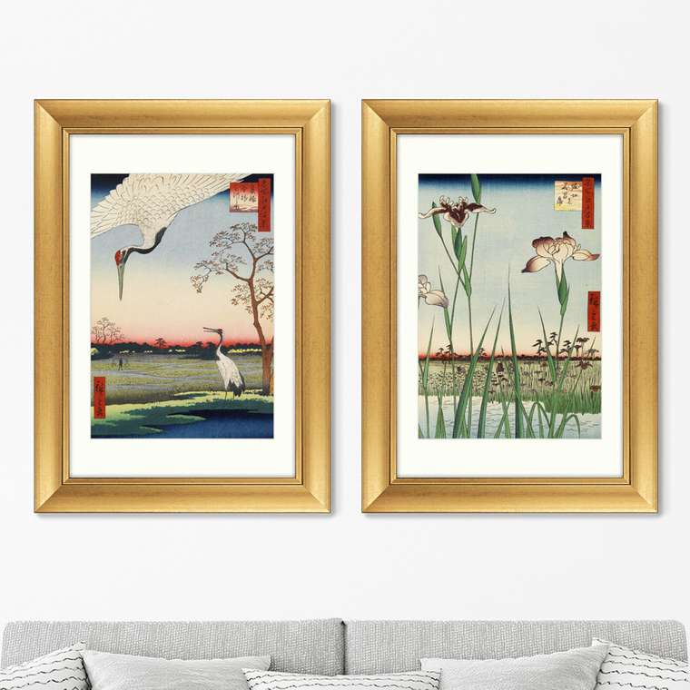 Набор из двух картин Цветная гравюра №2 1840 г. 