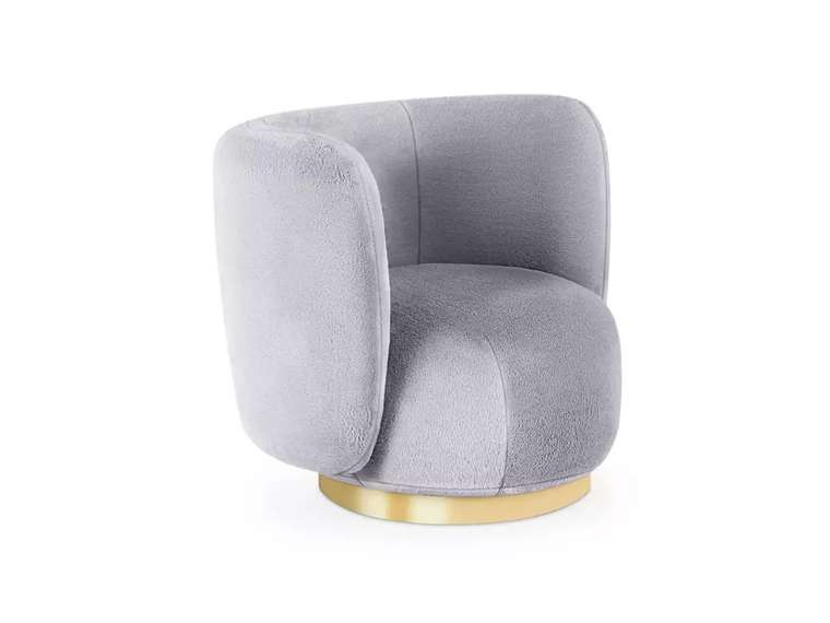 Кресло Lucca серого цвета с золотым основанием 