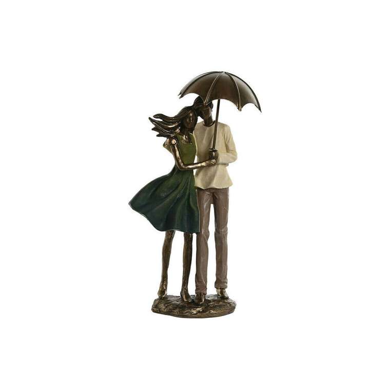 Декоративная фигура Зеленый Позолоченный Пара 12,5 x 8 x 25,5 cm