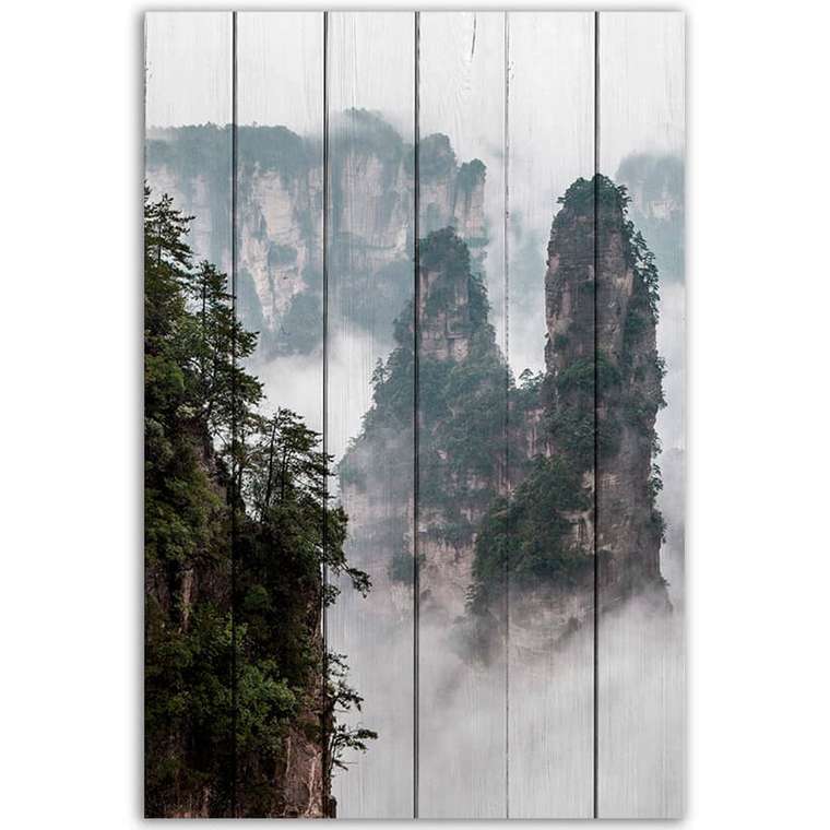 Картина на дереве Горы Китай 40х60 см