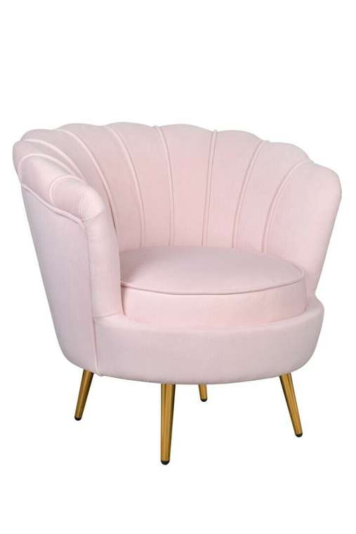 Кресло с обивкой из велюра Pearl светло-розового цвета