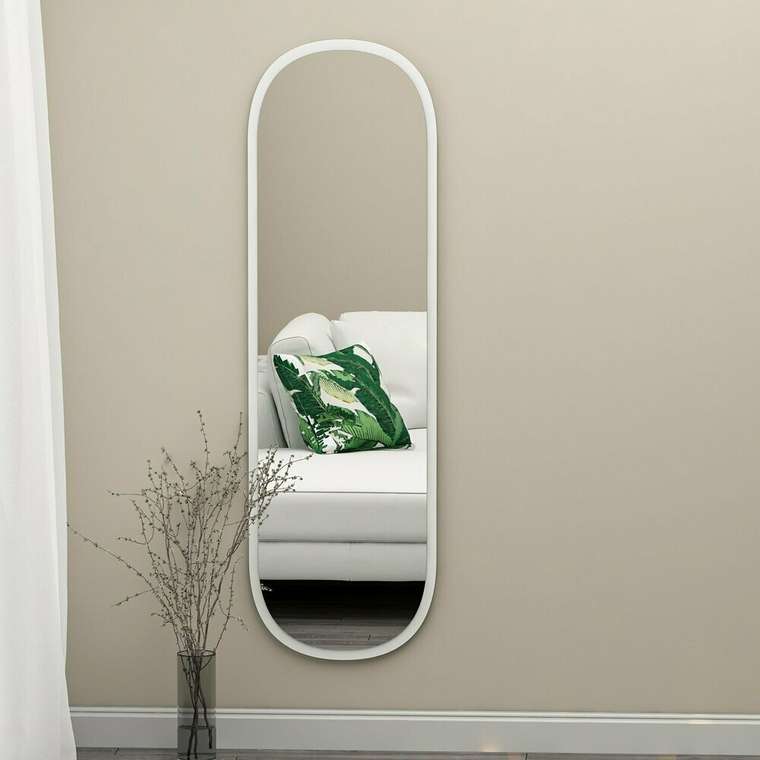 Настенное зеркало Decor 40х120 белого цвета