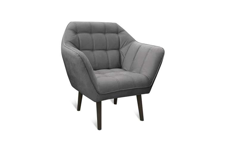 Кресло Остин серого цвета с ножками цвета венге