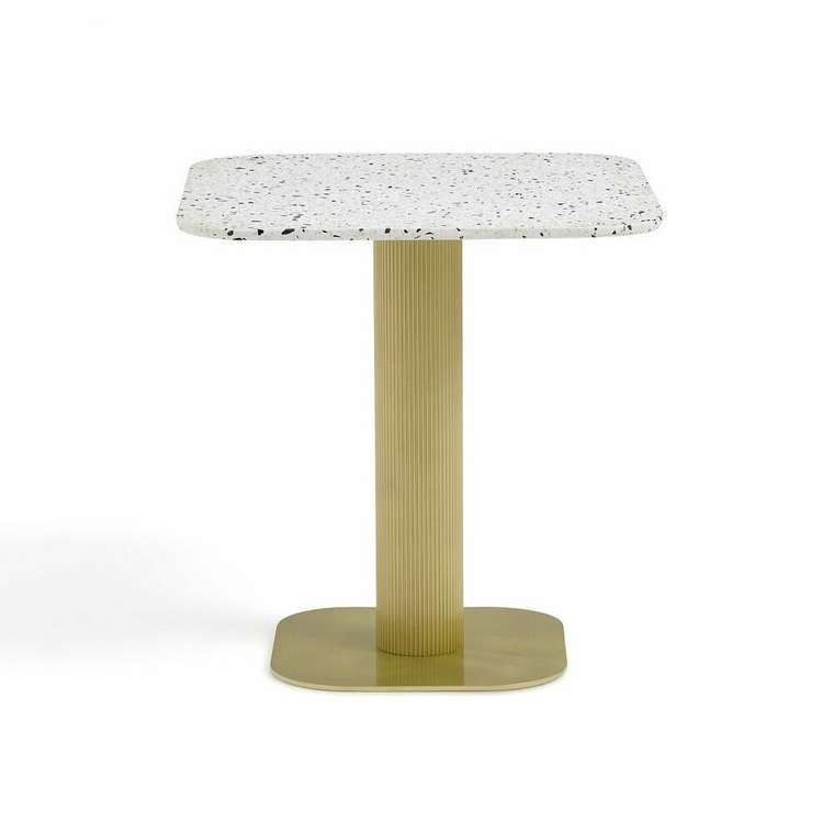 Садовый стол из металла и терраццо Bistro белого цвета