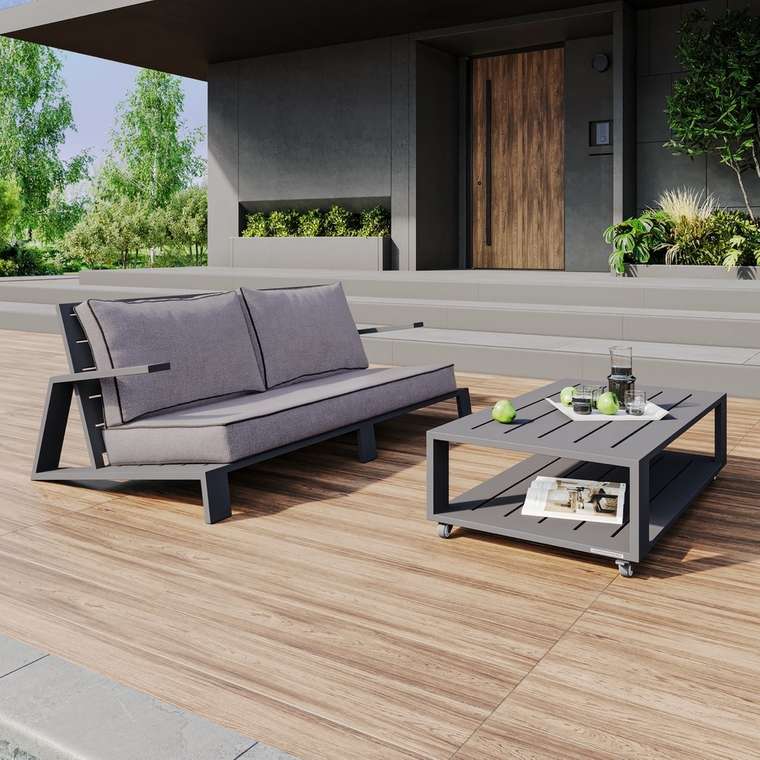 Набор садовой мебели Korfu 2 серого цвета