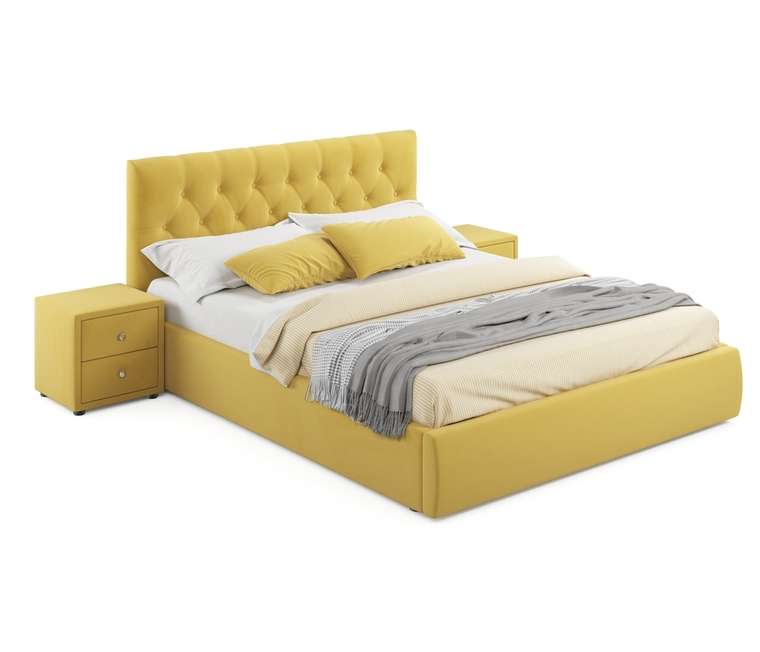 Кровать с подъемным механизмом и двумя тумбами Verona 160х200 синего цвета