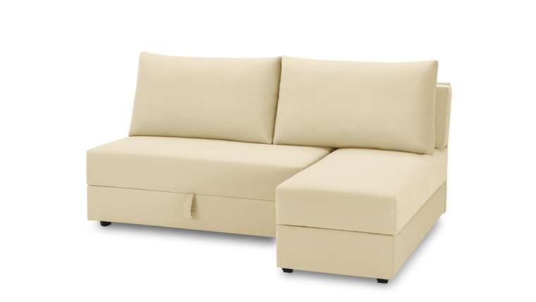 Угловой диван-кровать с оттоманкой Джелонг Лайт бежевого цвета
